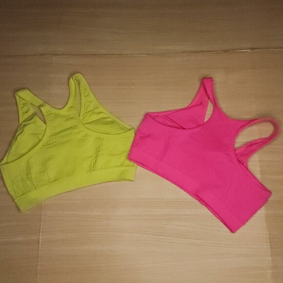 Pro-Fit Yellow Pink Low Impact Sports Bra Medium - Picture 2 of 3